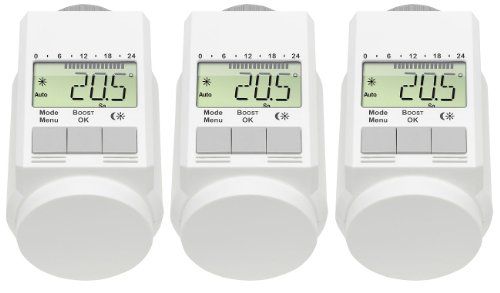 AGT – Set aus 3 programmierbaren Thermostatventilen (zur Energieeinsparung), Farbe: weiß