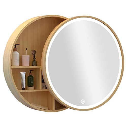 Wand-Spiegel Bad Spiegelschrank Badezimmerspiegel mit Regal Schrank Wand-Make-up Eitelkeit runden Spiegel