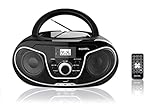 Roxel RCD-S70BT Tragbarer Boombox-CD-Player mit Fernbedienung, FM-Radio, USB-MP3-Wiedergabe, 3,5 mm AUX-Eingang, Kopfhöreranschluss, LED-Display, kabelloses Musik-Streaming, Schwarz