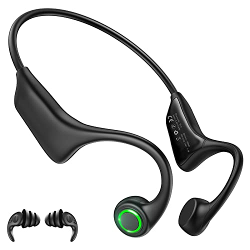 Knochenleitungs kopfhörer, Offenes Ohr Bluetooth 5.0 Kabellose Kopfhörer, IPX7 wasserdichter Kopfhörer mit Atemlicht, schweißfestes Sport-Headset für Laufen, Radfahren, Wandern, Klettern