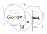 Google-Aufkleber, facebook-Aufkleber, Instagram-Aufkleber | 3er Set Social Media Sticker | Google, facebook, Instagram