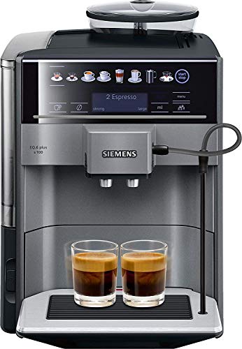 Siemens EQ.6 plus s100 TE651209RW Kaffevollautomat, Menüsprache nicht auf Deutsch, Polycarbonate, 1.7 liters, Schwarz, Titan