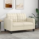 SECOLI Sofa 3 sitzer 3 sitzer Sofa 3er Couch Lounge Couch Sofa Couch Couch Klein für Wohnzimmer/Schlafzimmer/Büro/Wohnung-2-Sitzer:120cm-Creme-Kunstleder