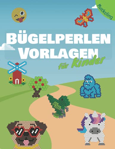 Bügelperlen Vorlagen für Kinder: Vorlagenbuch für Jungs und Mädchen mit Tieren, Emojis, Fahrzeugen und 3D-Figuren