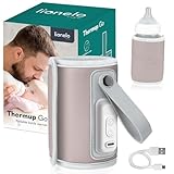 LIONELO Thermup Go Tragbarer Flaschenwärmer zur Temperaturerhaltung, USB-Ladefunktion, Erwärmung von Milch und Babynahrung, BPA FREE (Rosa)