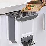 HUAPPNIO Mülleimer Küche Wandmontage Plastik Faltbarer für Schranktür Hängend Abfalleimer 8L (Weiß)