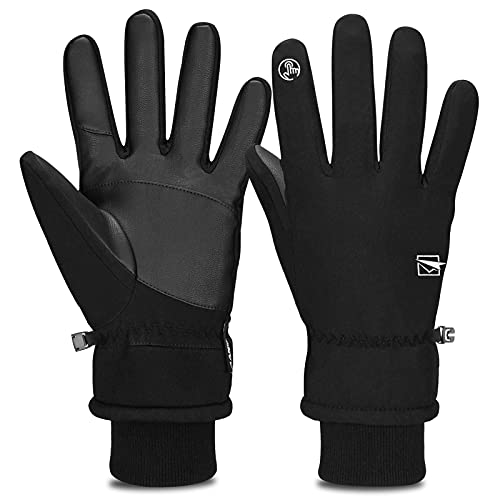 Cevapro Warm Winterhandschuhe Wasserdicht Touchscreen Handschuhe Winddicht Atmungsaktiv Running-Handschuhe Männer Frauen für Outdoor Sports,Schwarz, L