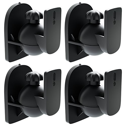 deleyCON 4X Universal Lautsprecher Wandhalterung Halterung Boxen Halter Schwenkbar + Neigbar bis 3,5Kg Deckenmontage + Wandmontage - Schwarz