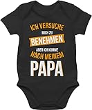Shirtracer Statement Sprüche Baby - Ich versuche Mich zu benehmen Papa orange - 1/3 Monate - Schwarz - Baby Kleidung 0-6 Monate Junge - BZ10 - Baby Body Kurzarm für Jungen und Mädchen