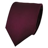 TigerTie Designer Krawatte bordeaux rot weinrot Uni Rips - Binder Tie