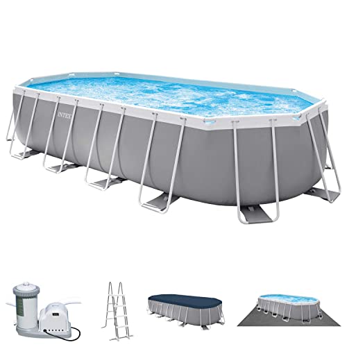 Intex Swimming Pool Hellgrau, 610 x 305 x 122 cm Frame Pool Set Prism Oval 26798
