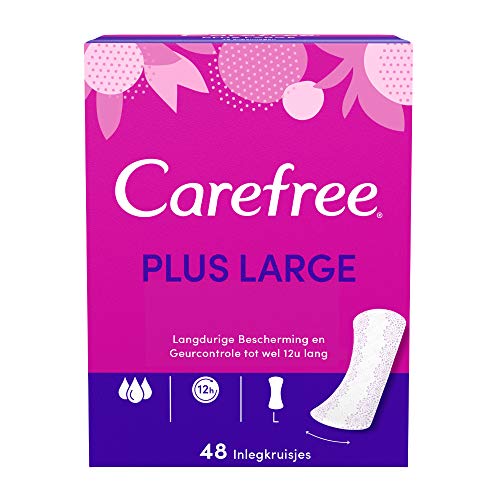 Carefree Slipeinlagen Plus Large mit leichtem Duft, besonders saugstark & zusätzlicher Schutz, für ein langanhaltendes Frischegefühl, Größe: L, 48 Stück