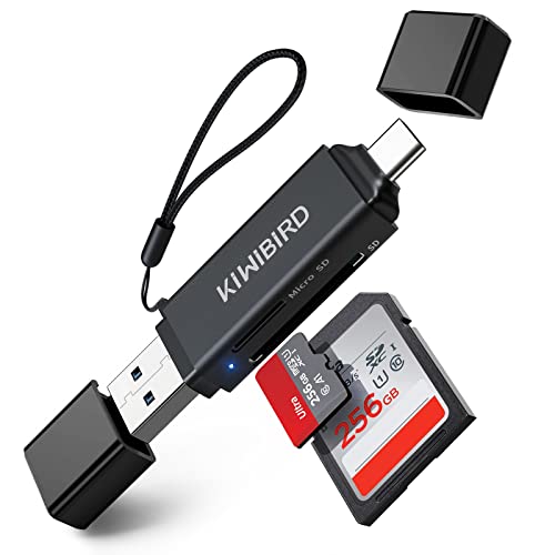 KiWiBiRD USB C SD Kartenleser, Micro SD auf Typ C Speicherkarten Adapter, USB 3.0 Kartenlesegerät für SDHC SDXC UHS-I Karte Kompatibel mit MacBook Air Pro, iPad Pro, Galaxy S21, Surface, Chromebook