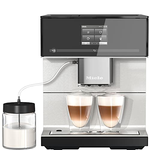 Miele CM 7350 CoffeePassion Kaffeevollautomat – OneTouch for Two, AromaticSystem, 8 Genießerprofile, DoubleShot, CupSensor, WLAN-fähig, Cappuccinatore u.v.m. – Obsidianschwarz, 2,2 Liter