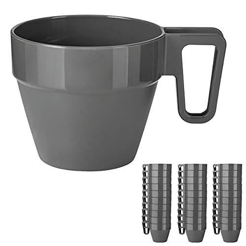 Grizzly Mehrweg-Tassen Set, 30 wiederverwendbare Kaffeebecher aus Kunststoff, stapelbar, spülmaschinenfest, bruchsichere Kunststoffbecher mit Henkel