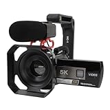 5K HD Videokamera Camcorder, 18 facher Zoom, 56 MP Nachtsicht Vlogging Kamera mit Mikrofon, Tragbare 3 Zoll Touchscreen Selfie Kamera mit Handhalterung für Reisen
