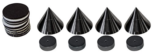 Dynavox Sub-Watt-Absorber 4er Set, höhenverstellbare Entkoppler für HiFi-Geräte und Lautsprecher mit Unterlegscheiben, schwarz