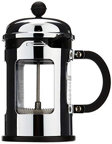 Bodum CHAMBORD Kaffeebereiter (French Press System, Auslaufschutz, Edelstahlrahmen, 0,5 liters) glänzend