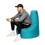 PATCH HOME Gamer Sessel Sitzsack Beanbag - 2 Größen - 25 Farben XXL - 80cm Durchmesser, 30cm Sitzhöhe, 90cm Höhe Türkis