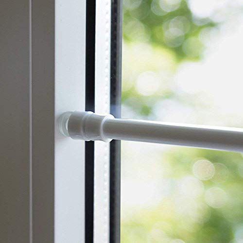 Klemmstange FLEX ausdrehbar/ausziehbar TELESKOP mit Saugknopf zum klemmen - ohne zu schrauben und bohren für Fenster und Türen (weiß, 30-50 cm)