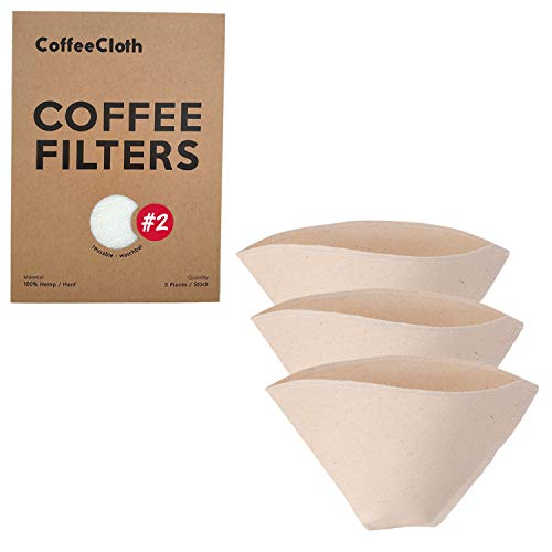 Earthtopia 3er Set Wiederverwendbare Kaffeefilter aus Stoff | 100% Bio-Baumwolle | Filtertüten für Kaffeemaschine und Handfilter | Permanentfilter Mehrwegfilter Dauerfilter (Größe 2)