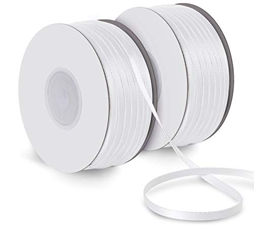 Absofine Satinband 150M Doppelsatinband weiß 3mm Schleifenband Geschenkband Hochzeit Dekoband Geschenkband Antennenband