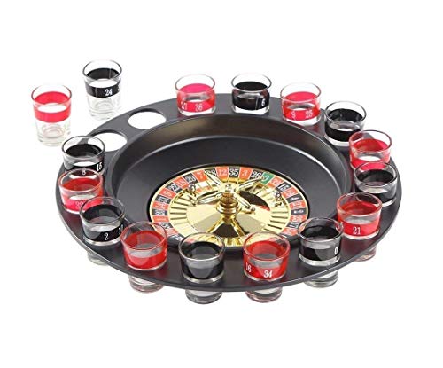 Ohuhu Trinkspiel Roulette mit 16 Schnapsgläsern Party Spiel Saufspiel für Erwachsene, Roulettespiel für Partys Saufspiel