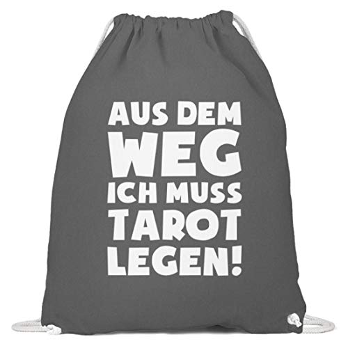 shirt-o-magic Tarot Karten: Muss Tarot legen! - Baumwoll Gymsac -37cm-46cm-Grafit Grau