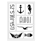 Viva Decor Schablone AHOI Anker Seepferdchen Möwe Boot Fisch maritim Stencil flexibel