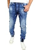 Reslad Jogging Jeans Used Look Jeans-Herren Slim Fit Jogging-Hose Jogger RS-2073 Blau XL