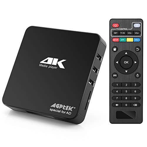 AGPTEK 4K@60hz MP4 Media Player unterstützt 8 TB HDD/256G USB-Laufwerk/SD-Karte mit HDMI/AV-Ausgang für HDTV/PPT MKV AVI MP4 H.265, Unterstützt für Werbung, Untertitel/Timing und Tastatursteuerung