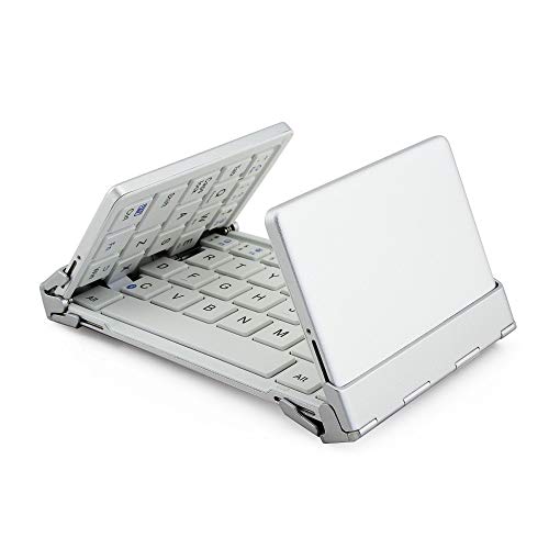 ZXLIFE@@ Drahtlose Bluetooth-Tastatur, 61-Tasten-Mini-Tastatur Mit DREI Klappfalten Und Wiederaufladbarer Batterie Für iPhone Ipad Samsung Smartphone Tablet,White
