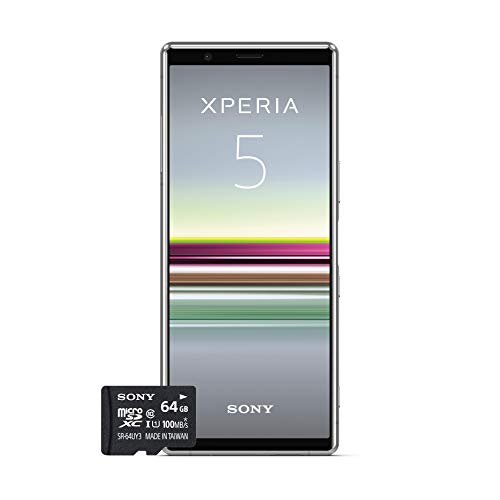 Sony Xperia 5 Bundle, 6.1” FHD+ HDR OLED 21:9 Display, 6GB RAM, 128GB Speicher, Grau + gratis 64 GB Speicherkarte [Exklusiv bei Amazon DE]