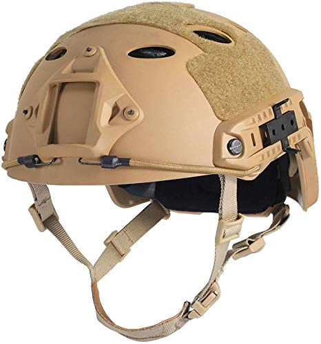 LOOGU Airsoft Helm Ops Core Schutzhelm Taktischer Helm (Typ Fast BJ & PJ) mit Pads und Seitenschienen Sturzhelm für Freizeit Outdoor Paintball