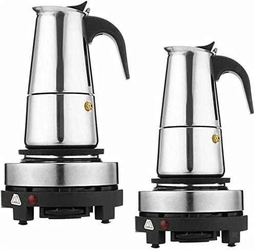 Espressokocher Elektrisch Kaffeekocher Mokkakanne aus Edelstahl, Kaffekannen Espresso Kocher mit Elektroherd Induktion 200-300 ml (6 Tassen, 300 ml)