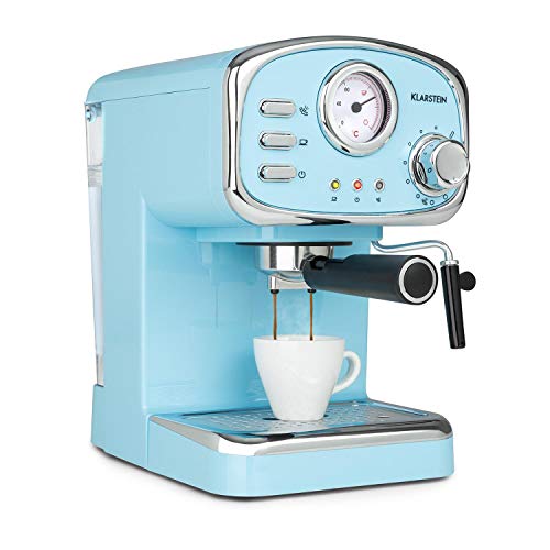 Klarstein Espressionata Gusto Espressomaschine, Siebträgermaschine mit 1100 W, 15 Bar Druck, Siebträger Kaffeemaschine, Volumen Wassertank: 1 Liter, abnehmbares Tropfgitter aus Edelstahl, pastellblau
