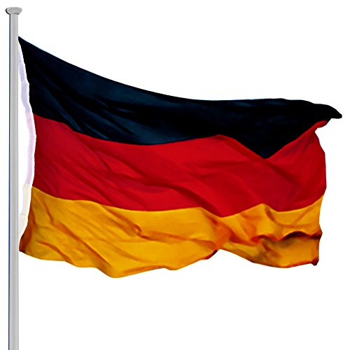 Monzana Fahnenmast 6,5m Seilzug Bodenhülse Deutschlandfahne höhenverstellbar Flaggenmast Aluminium Teleskop Fahnenstange