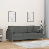 Willood 3-Sitzer-Sofa mit Zierkissen Dunkelgrau 180cm Stoff Sofa Set Indoor Sofa