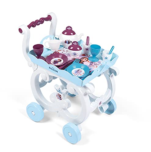 Smoby - Die Eiskönigin Servierwagen - Spielset mit Spielzeug-Teeservice, inkl. Teller, Besteck, Becher, Serviertablett und Wagen auf Rollen für Kinder ab 3 Jahren