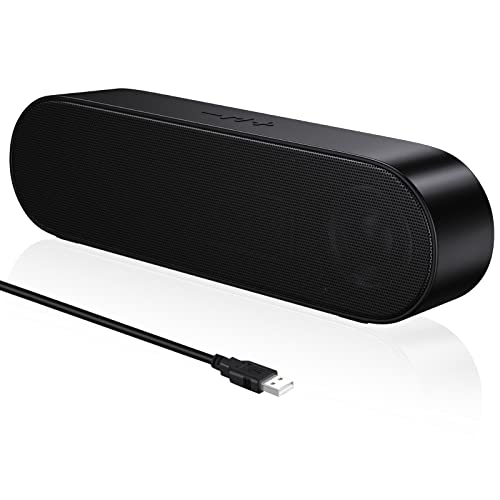 PC Lautsprecher, USB Portable Computer Lautsprecher Mini Soundbar mit 3D Surround Stereo für Notebook, PC, Laptop, Desktop - Plug and Play （Black）