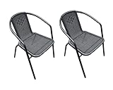 LC Garden »Garvista« 2er Stuhl Set Bistrostuhl Stapelstuhl in schwarz, Terassenstuhl, stapelbarer Gartenstuhl mit Stahlgestell, Pulverbeschichtet