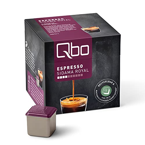 Tchibo Qbo Vorratsbox Espresso Sidama Royal Premium Kaffeekapseln, 216 Stück – 8x 27 Kapseln (Kaffee, fein, blumig und Zitrusnoten), nachhaltig & aus 70% nachwachsenden Rohstoffen