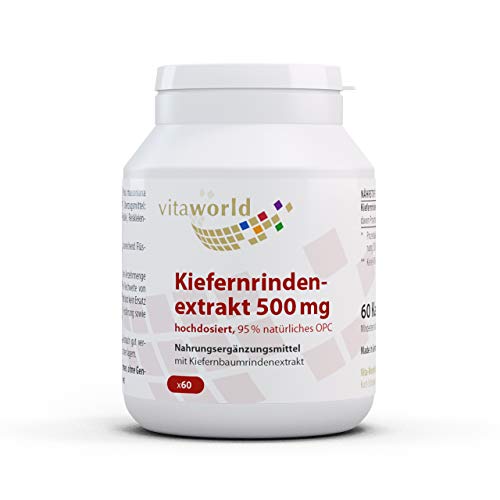 3er Pack Vita World Kiefernrindenextrakt 500 mg 3 x 60 Kapseln hochdosiert 95 % natürliches OPC Apotheker-Herstellung