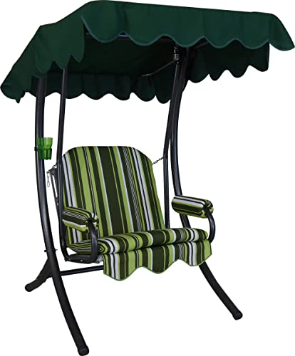Angerer Hollywoodschaukel 1-Sitzer - Gartenschaukel Made in Germany - Schaukel zum Sitzen und Entspannen - einfache Montage (Grün gestreift)
