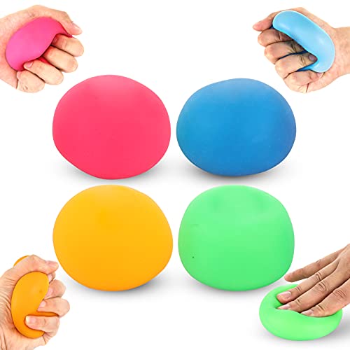 OleOletOy 4 Stück Stressball, Anti Stress Ball Knetball Slow Rising Squishies Sensory Fidget Toy, Massagebälle Handtrainer, Wurfball Spielzeug für Kinder und Erwachsene