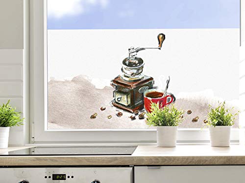 GRAZDesign Sichtschutzfolie Küche, Fensterfolie Blickdicht, Küchenfenster Kaffee Motiv / 80x57cm