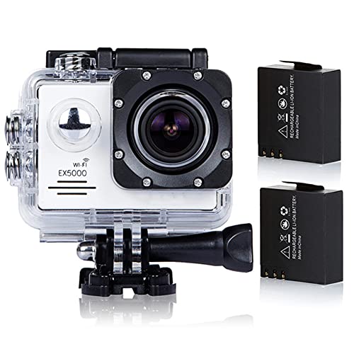 Action Cam Wasserdicht, Original EX5000 Action Kamera 14MP 30FPS WiFi Actionkamera 30M Unterwasserkamera Sportkamera Full HD 170 ° Weitwinkel Actioncam - Weiß