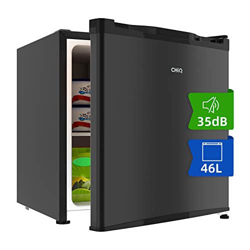 CHiQ Mini Bar Kühlschrank 46 L,Mini Kühlschrank mit Tiefkühlfach,49,6 x 47,4 x 44,7 cm (HxBxT),F Energieverbrauch 100 kWh/Jahr,Sehr Leise 35db,12 Jahre Garantie auf den Kompressor