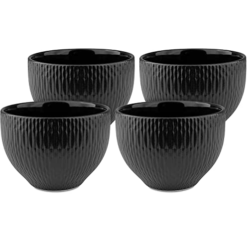 MELOX - 4er Set Cappuccino-Tassen aus Porzellan in Schwarz - 4 x 200ml Tassen für Kaffee Cappuccino & Macchiato - Kaffee-Becher dickwandig ohne Henkel - Kaffeetassen Coffee Cups im modernen Design