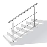 LZQ Edelstahl-Handlauf Geländer für Treppen Brüstung Balkon mit/ohne Querstreben (120cm, 2 Querstreben)